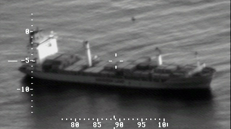 Maersk Alabama as seen from a Navy aircraft