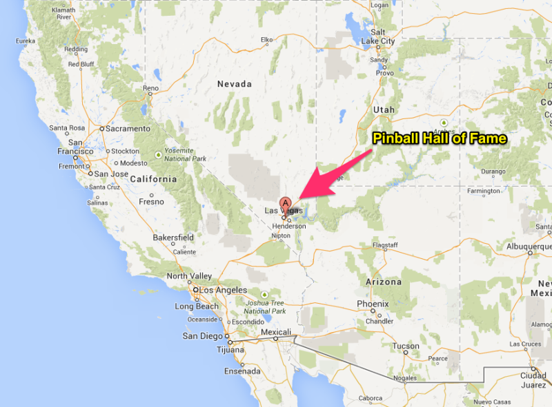 Location of the Pinball Hall of Fame at 1610 E. Tropicana Blvd, Las Vegas, NV