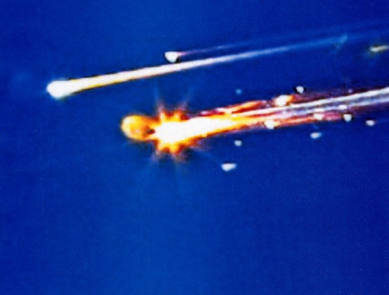 Columbia breaking up during reentry.