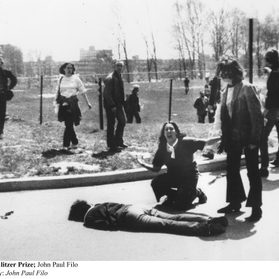 Pulitzer Prize winning photograph taken of the Kent State Massacre.