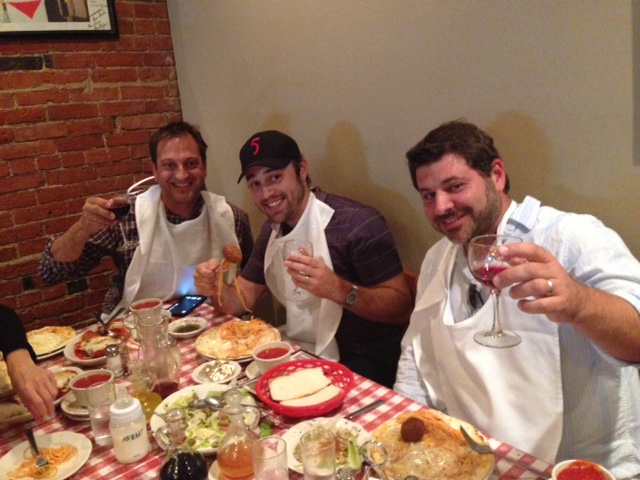 The Travel Thru HIstory crew at Chef's Italian restaurant in Buffalo, New York. Photo by the waitress.