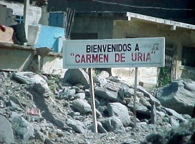 The buried village of Carmen de Uria, a village destroyed by natural disaster.