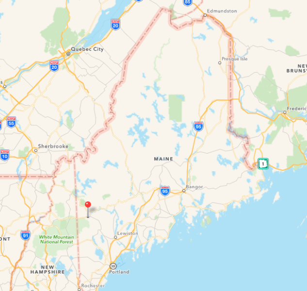 Map to Bethel, Maine