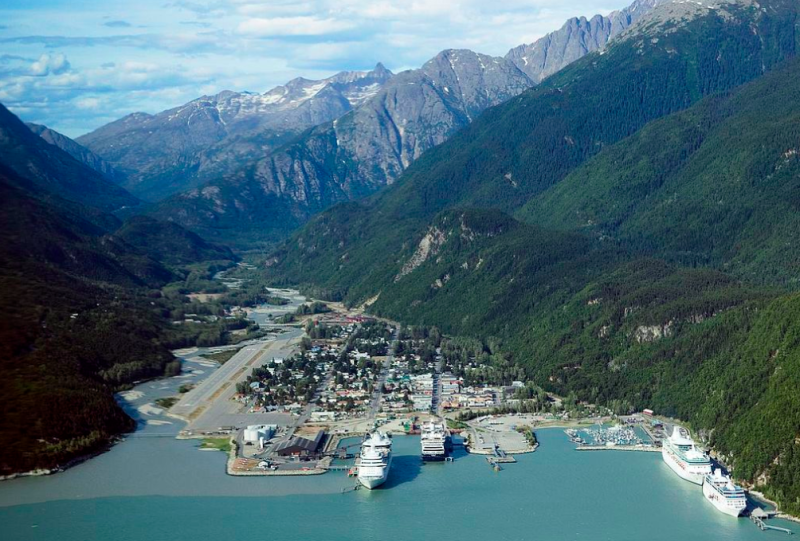 Aerial of Skagway Alaska. Photo via wikipedia user Christopher Michel.